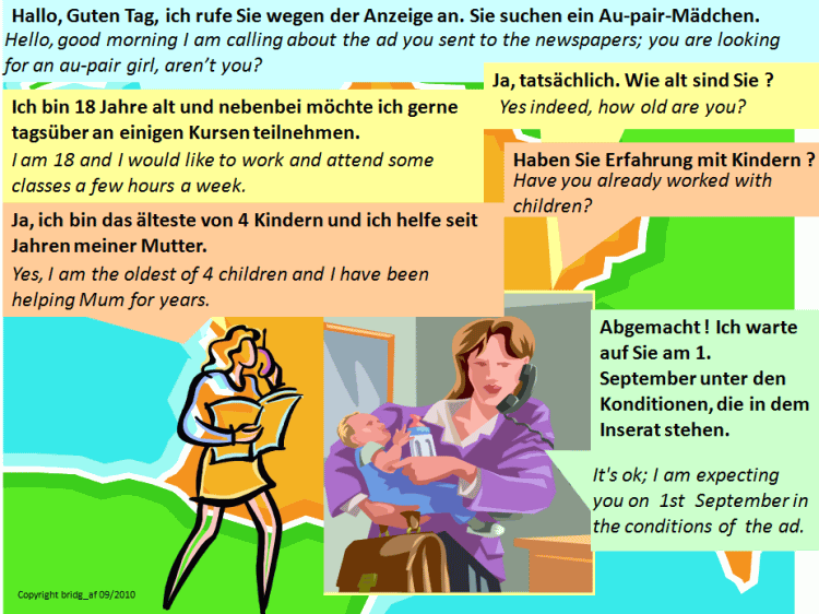Bilingual dialogue : In order to be an au-pair girl - German