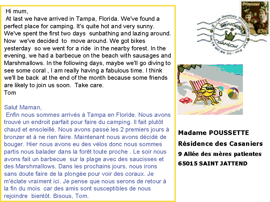 Dialogue : Postcard from Florida-French