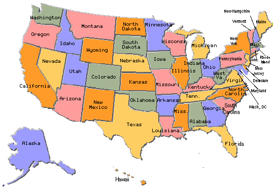 Carte des Etats-Unis, cliquez pour agrandir la carte
